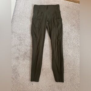 Army Green Lululemon Fast and Free leggings 25”